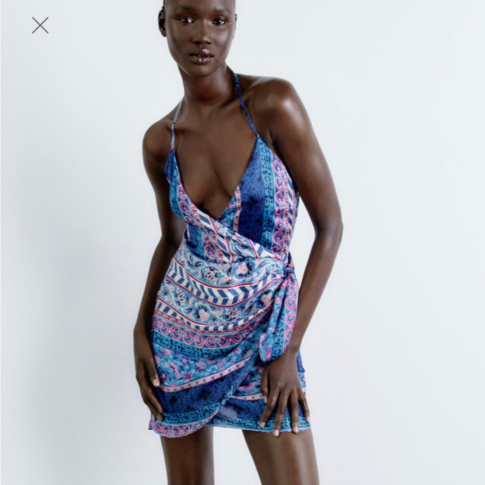 Zara Satin Effect print dress